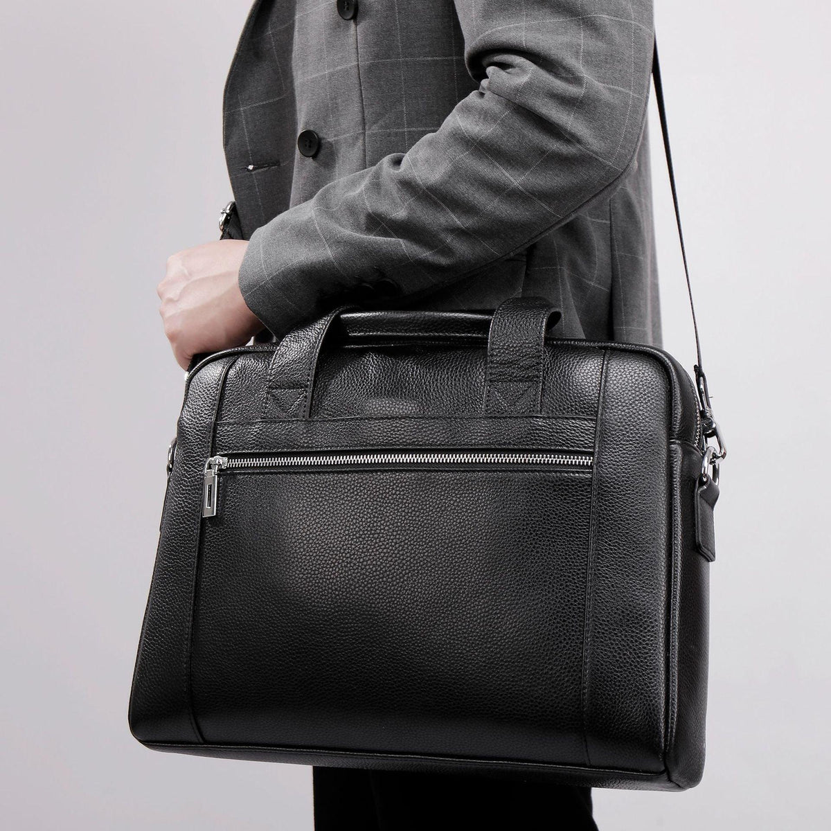Men's Leather Laptop Bag with Shoulder Strap for Office 1