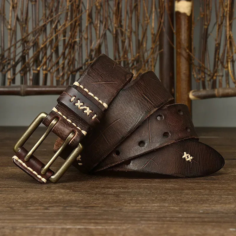 Men's Full Grain Leather Double Prong Belt