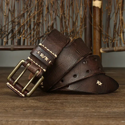 Men's Full Grain Leather Double Prong Belt