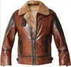 Men's Genuine Leather Aviator Jacket Brown Shearling