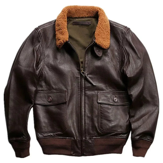 Men's Oversized Leather Jacket Shearling