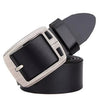 Men’s Cowhide Belt with Rectangular Silver Buckle Black S