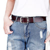 Men’s Cowhide Belt with Rectangular Silver Buckle