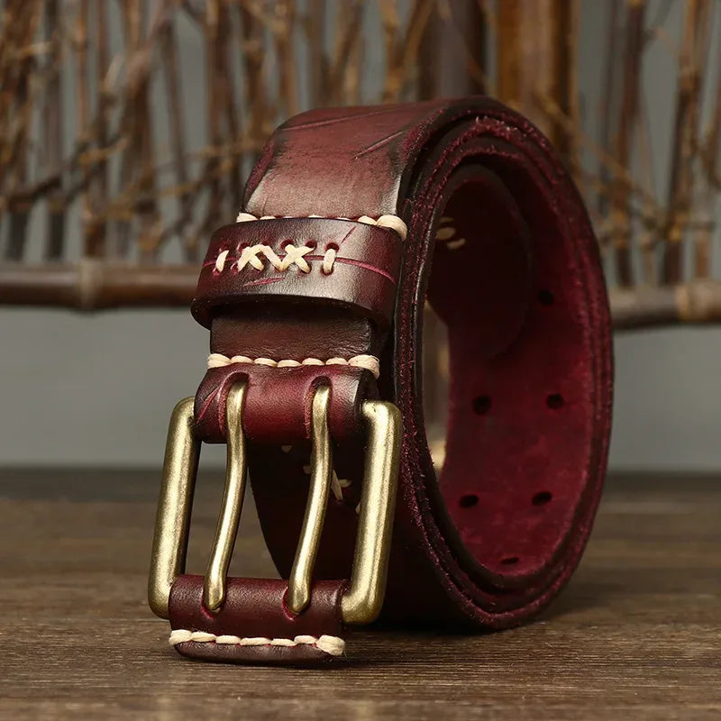 Men's Full Grain Leather Double Prong Belt 3 105