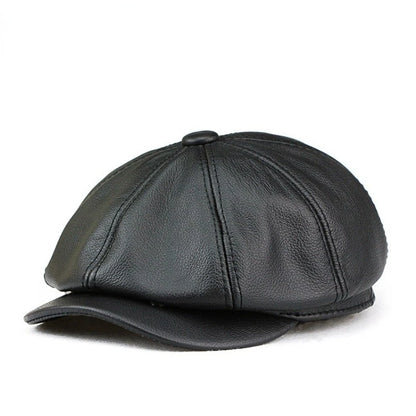 Leather baker boy cap for men Gatsby eight-panel style 3 M