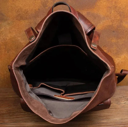 Men’s Retro Leather Laptop Travel Rucksack
