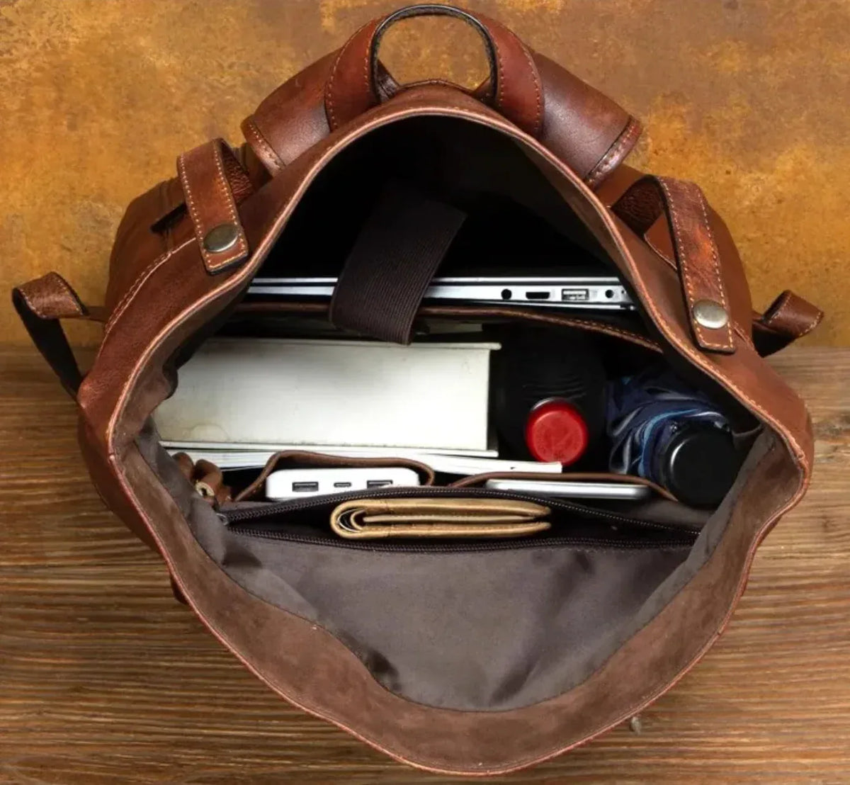 Men’s Retro Leather Laptop Travel Rucksack
