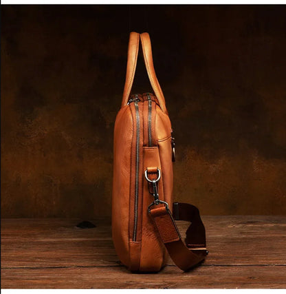 Business Leather Briefcase Men’s Shoulder Laptop Bag