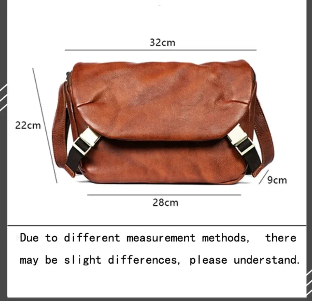 Men’s Leather Messenger Shoulder Bag Small Brown Crossbody for Travel