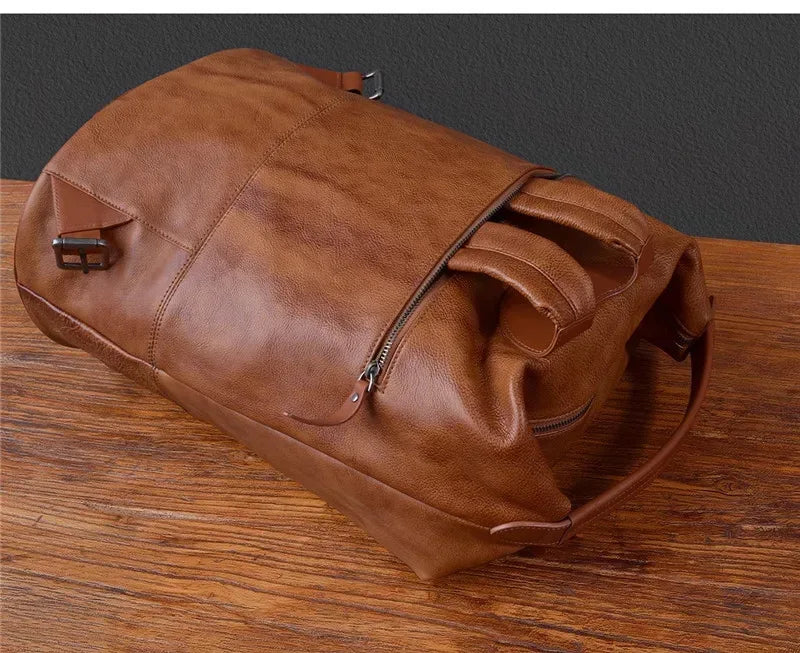 Men’s Vintage Leather Backpack Handmade Brown Cowhide
