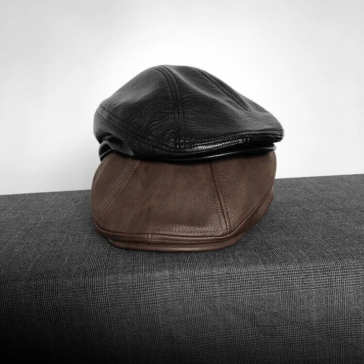 Men's leather newsboy cap vintage style