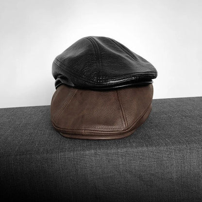 Men's leather newsboy cap vintage style