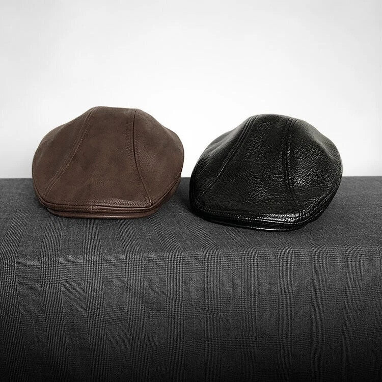 Men's leather newsboy cap vintage style