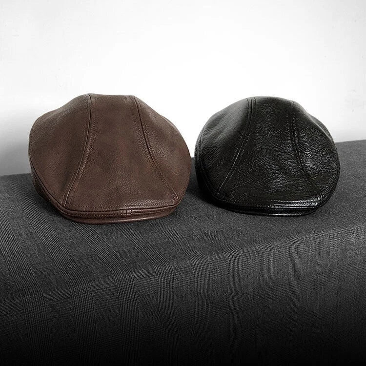 Men's leather newsboy cap vintage style