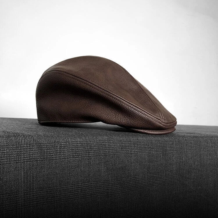 Men's leather newsboy cap vintage style