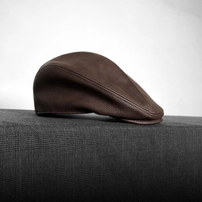 Men's leather newsboy cap vintage style