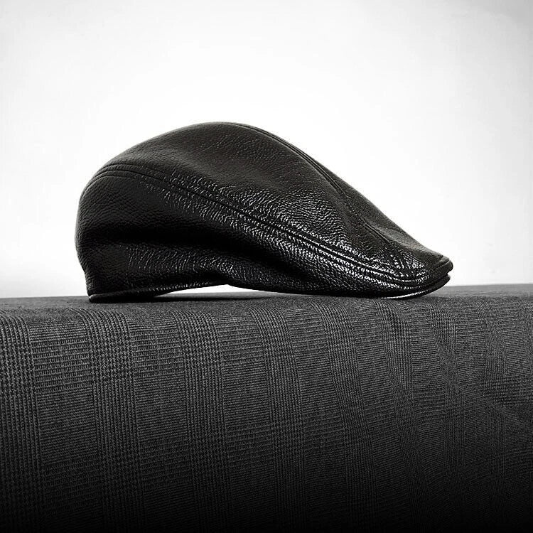 Men's leather newsboy cap vintage style