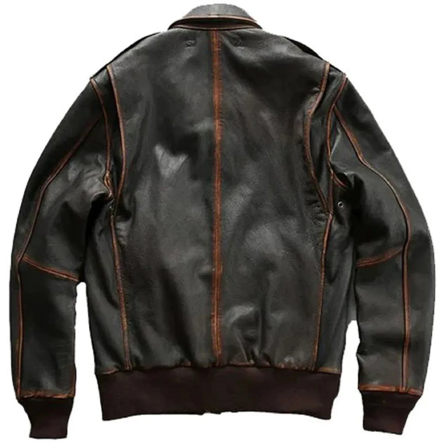 Distressed leather bomber jacket mens genuine leather black