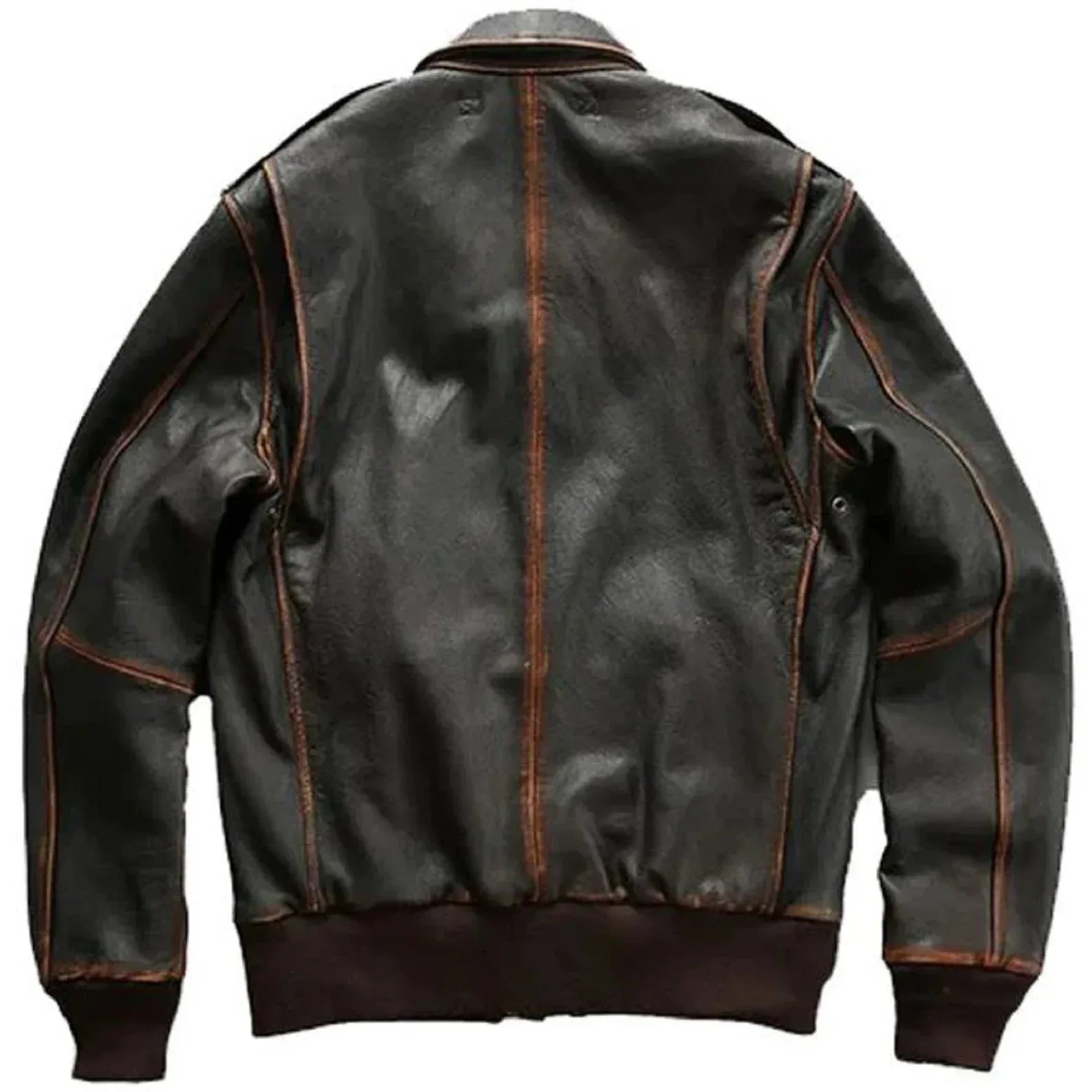 Distressed leather bomber jacket mens genuine leather black