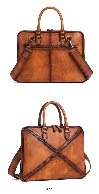 Vintage leather messenger bag for men office travel