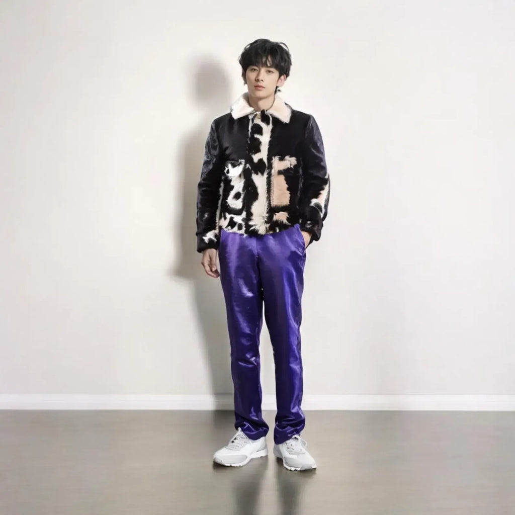 Cow Print Jacket Men Real Hair On Cowhide Western Style