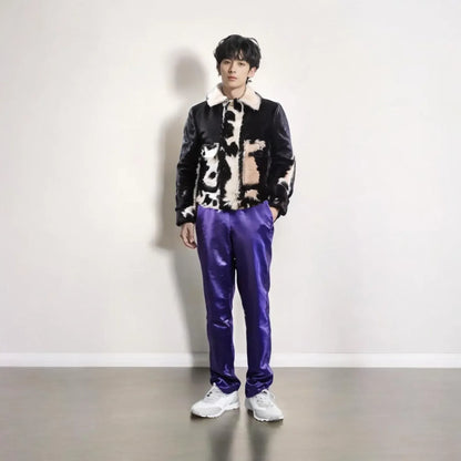 Cow Print Jacket Men Real Hair On Cowhide Western Style