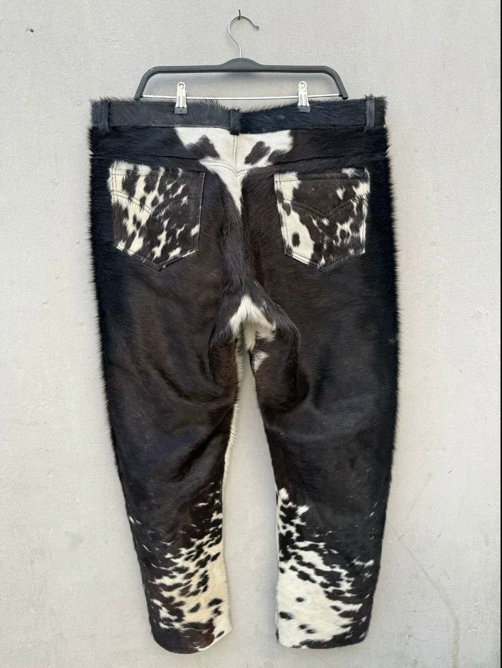 Cowhide Pants Men Real Hair On Hide Black White Trousers