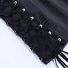 Women's black leather mini skirt with adjustable lacing