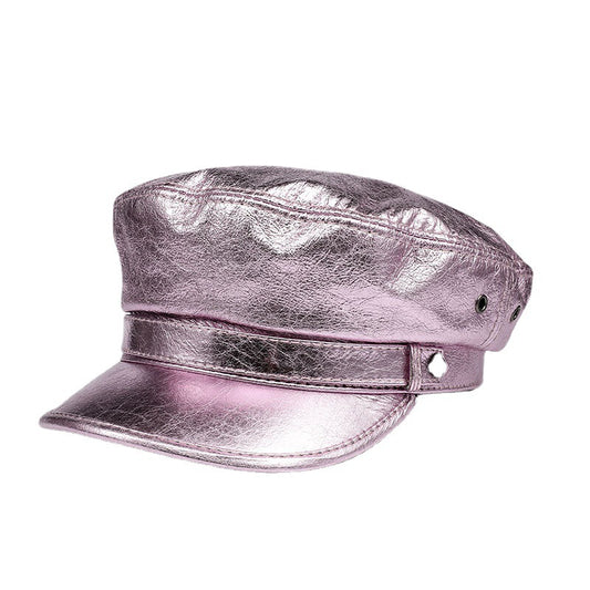 Metallic leather captain's cap women 1 M
