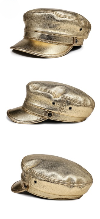 Metallic leather captain's cap women
