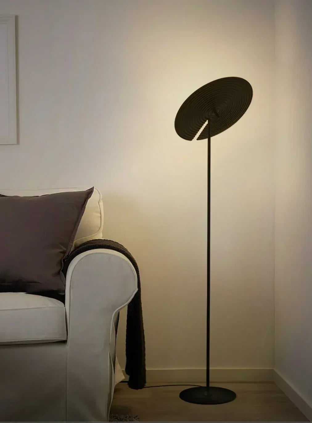 Art Deco Modern Floor Lamp with Angled Disc Shade