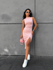 Sleeveless ribbed midi dress with side slit and mock neck 1 S