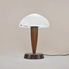 Mid Century Walnut Marble Table Lamp with Opal Glass