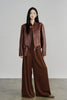 Genuine Leather Zip Up Women Jacket Brown Moto Biker Style