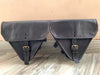 Leather Pannier Bags for Motorcycle with Buckle Straps