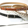 Women faux leather belt with metal studs