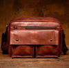 Men’s Brown Leather Messenger Bag with Front Pockets