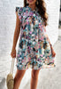 A-Line Short Flowy Summer Dress With Floral Print Hem