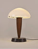 Mid Century Walnut Marble Table Lamp with Opal Glass