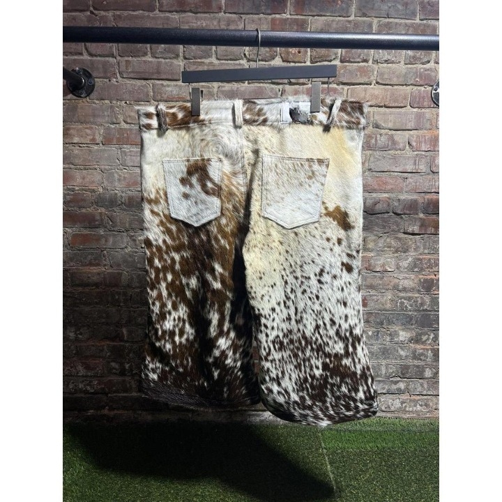 Men Cowhide 3/4 Rodeo Western Shorts