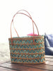 Bali Handmade Natural Rattan Tote Handbag Blue Lining