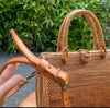 Handwoven Rattan Handbag with Top Handles