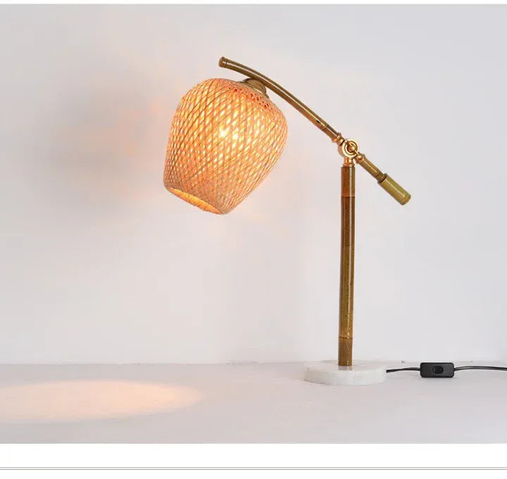 Bamboo Rattan Nordic Table Lamp With Woven Shade