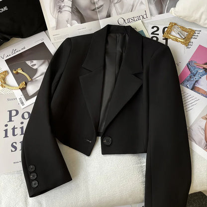 Women's Cropped Blazer with Single Button Front