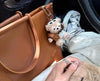 French Nylon Tote Bag for Women with Leather Handles