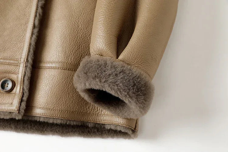 Women Leather Jacket with Merino Wool Interior