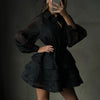 Black sheer sparkle tiered mini dress