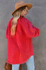 Oversized Denim Long Jacket Women Frayed Hem