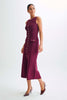 Burgundy Sleeveless Gold-Button Rib Knit Dress