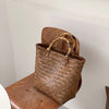Large Rattan Beach Tote Bag with Bamboo Handles